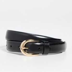 Favorite Daughter Black Leather Belt with Gold Buckle